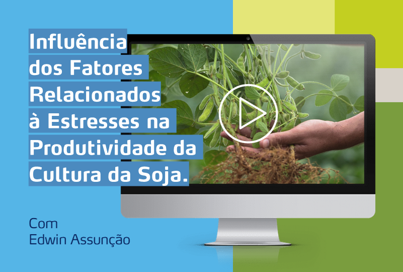 card webinar com monitor e foto de soja